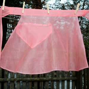 Vintage Peach Coral Illusion Hostess Half Apron